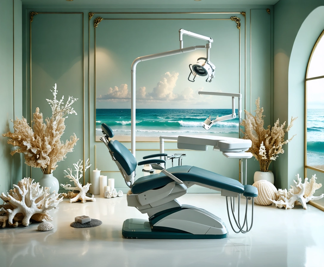 Modern dental studio with ocean-inspired colors and advanced technology