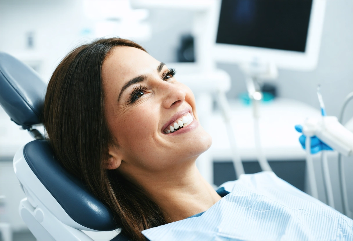 A happy patient sharing a testimonial with a dentist at Soleil Dental Studio, showcasing improved