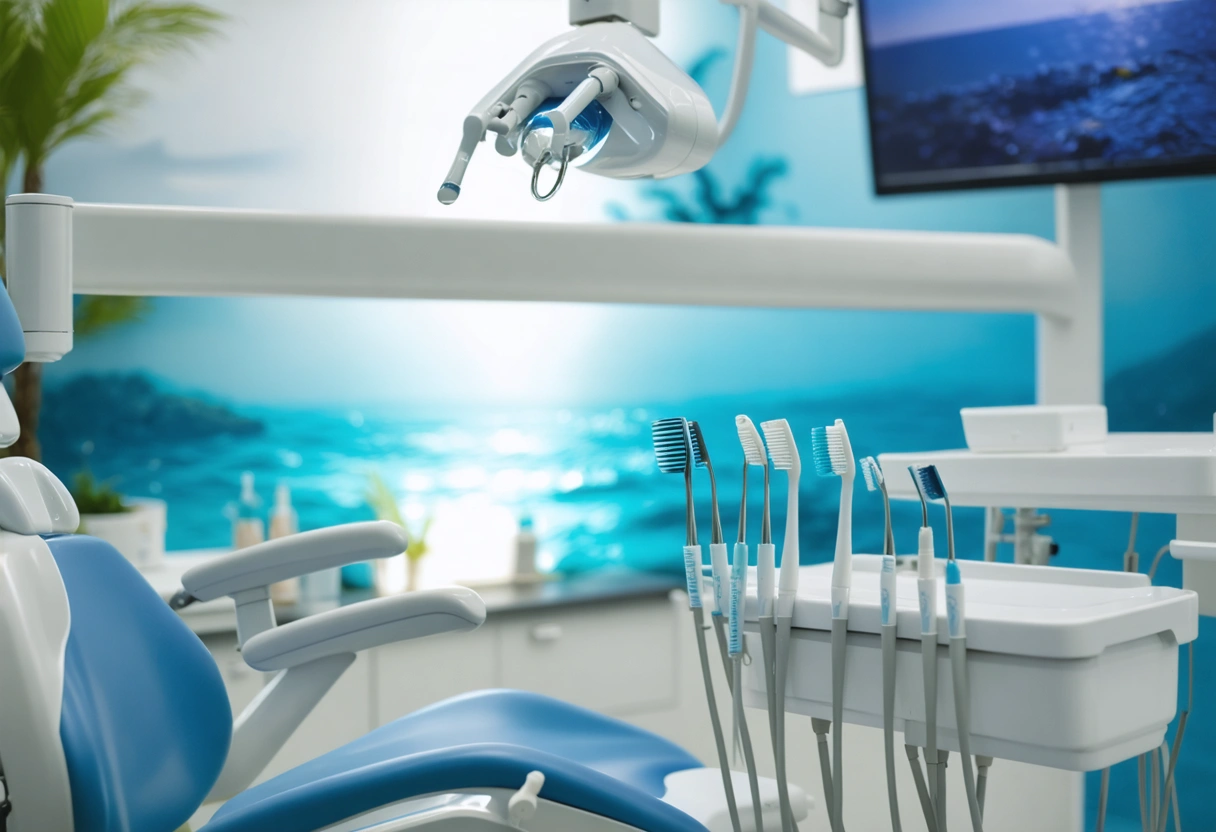 Calming ocean-themed dental office highlighting oral and systemic health connection at Soleil Dental Studio.