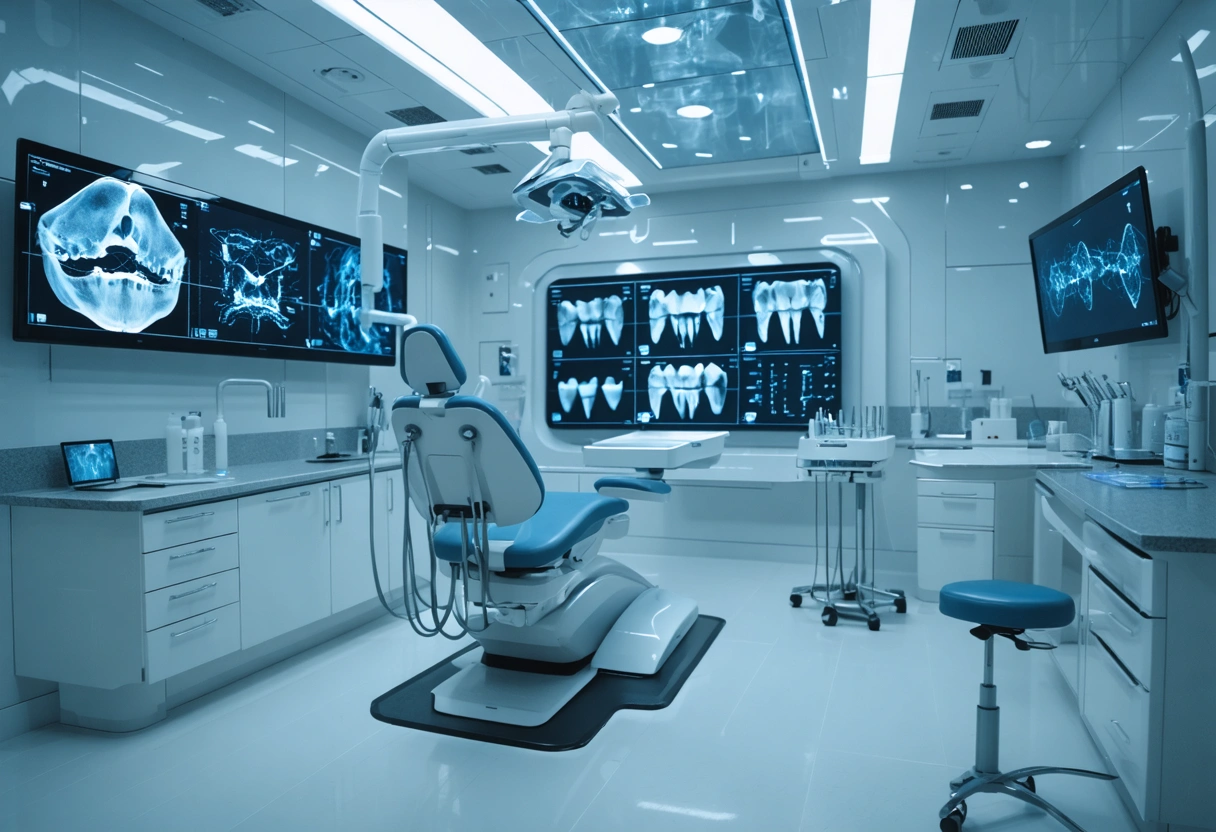 AI equipment analyzes dental scans in high-tech lab