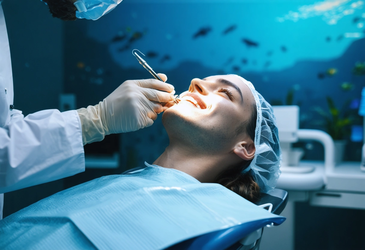 Dentist using digital imaging on patient in serene dental studio