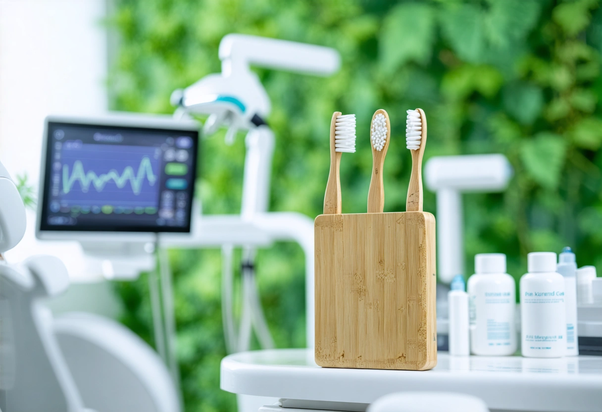 Dental practice with eco-friendly materials and bamboo toothbrushes