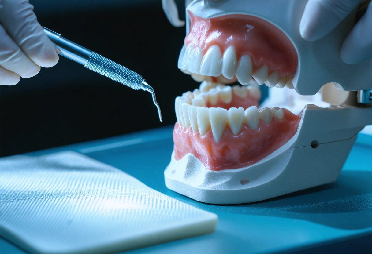 A dentist using advanced imaging technology to create a 3D model of a patient's teeth.