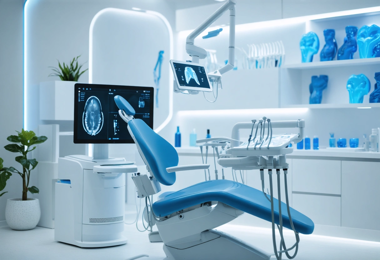 Modern dental clinic with 3D printer and digital x-ray machine