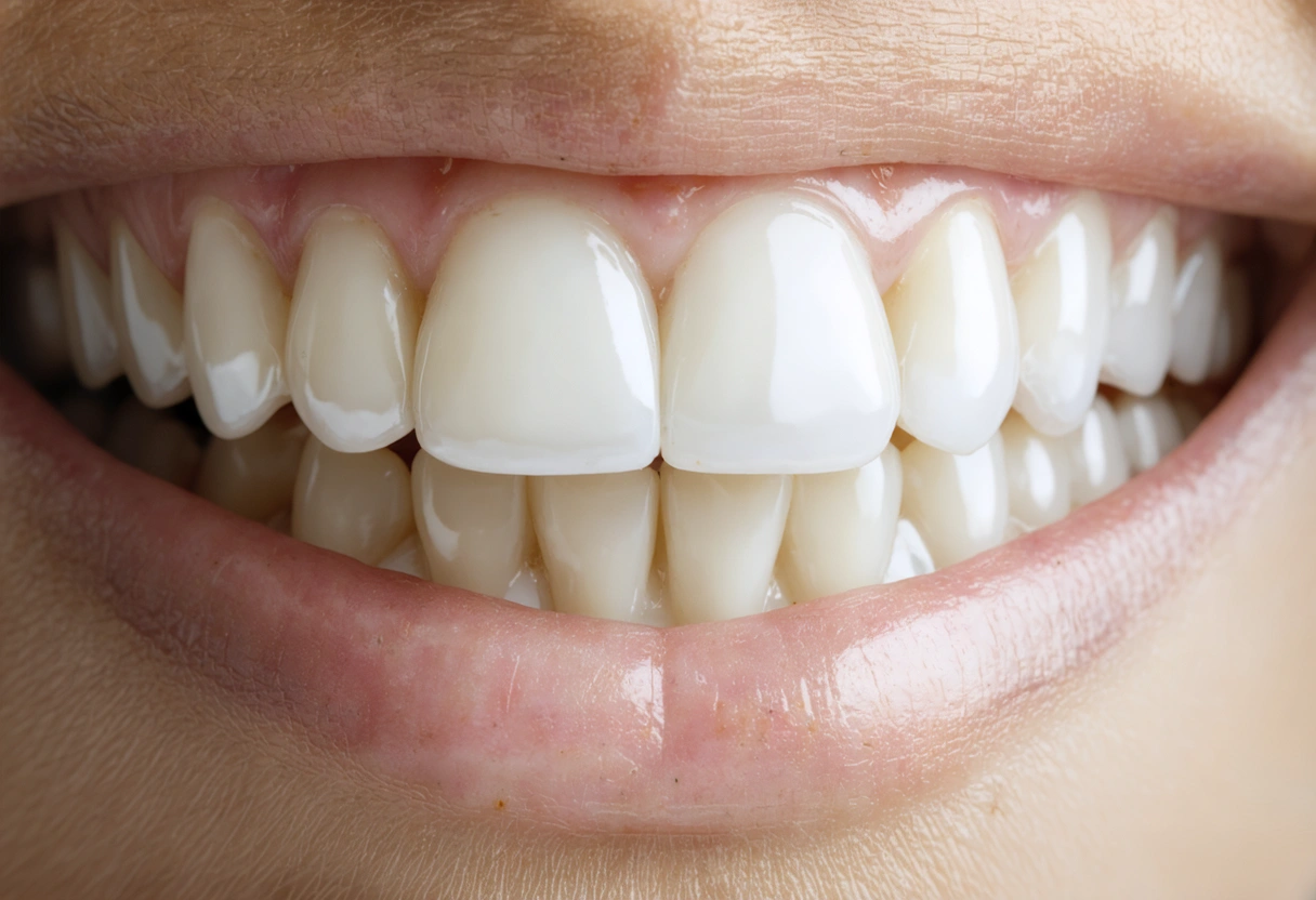 Close-up of restored tooth with seamless composite finish.