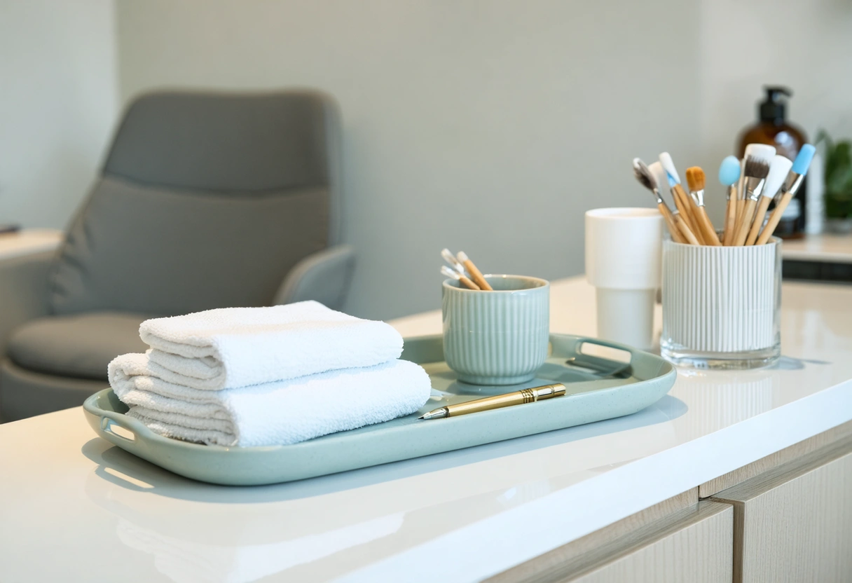 Serene dental consultation workspace with neatly arranged tools and planning materials