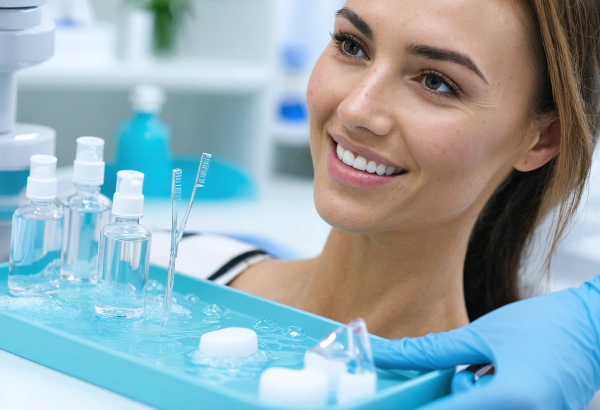Dentist and patient discussing remineralization and dry mouth prevention