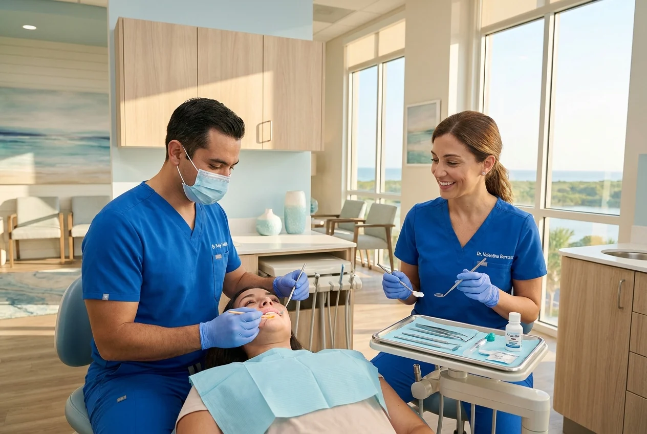 wide-cinematic-hero-scene-inside-a-65ixoc Wide cinematic hero scene inside a serene coastal dental studio in North Port, Florida, featuring a warm, welcoming