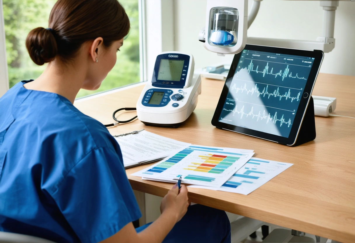 Patient resting in a dental chair during technology-assisted treatment